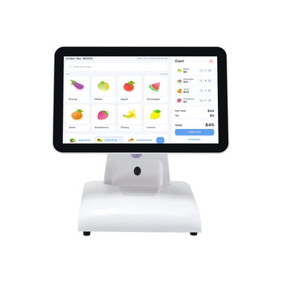 دستگاه پوز رومیزی 15 اینچی N2840، ترمینال POS رستوران، 2+32 گیگابایت، سیستم POS همه کاره با نمایشگر مشتری