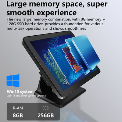 طراحی جدید 15 اینچی 60 هرتز ترمینال دسکتاپ Pos 8+256GB N100 CPU صندوق فروشگاهی خرده فروشی با چاپگر و اسکنر