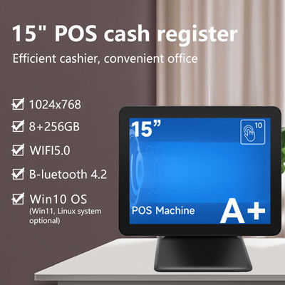 طراحی جدید 15 اینچی 60 هرتز ترمینال دسکتاپ Pos 8+256GB N100 CPU صندوق فروشگاهی خرده فروشی با چاپگر و اسکنر