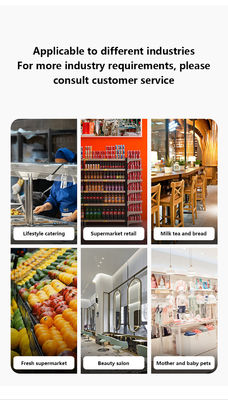 14 اینچ صفحه نمایش لمسی دوگانه ویندوز 7 صندوق فروشگاهی i3 CPU 4+64GB ترمینال POS رومیزی با چاپگر، صفحه کلید، اسکنر