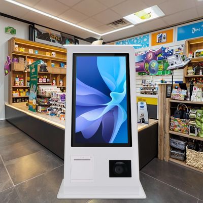 15.6" دستگاه خود سرویس POS با سیستم عامل Win 10 اسکنر صفحه نمایش لمسی چاپگر NFC QR Code Reader