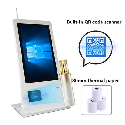15.6" دستگاه خود سرویس POS با سیستم عامل Win 10 اسکنر صفحه نمایش لمسی چاپگر NFC QR Code Reader