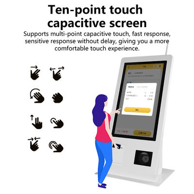 15.6" دستگاه خود سرویس POS با سیستم عامل Win 10 اسکنر صفحه نمایش لمسی چاپگر NFC QR Code Reader