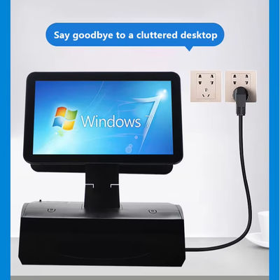 سیستم POS لمسی دو صفحه نمایش 15.6 اینچی با کشوی پول و چاپگر 58 میلی متری داخلی 2 گیگابایت رم سوپرمارکت