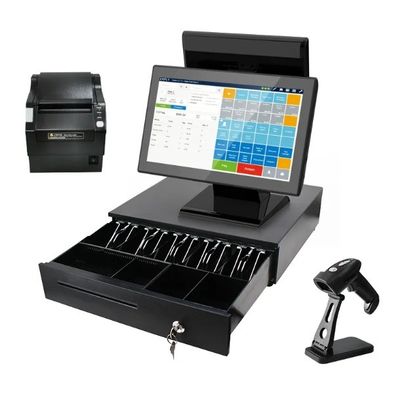 اسکنر بارکد چاپگر نوع 15.6 اینچ ویندوز همه در یک صفحه لمسی دستگاه POS خرده فروشی سوابق 4 64G