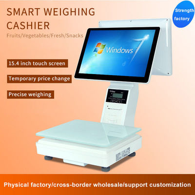 15.4 اینچ دو صفحه نمایش پنجره لمس همه در یک مقیاس وزن POS سوپرمارکت هتل نهایی POS راه حل با WIFI / BT