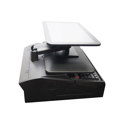 OEM ODM 15.6 اینچ دو صفحه نمایش ویندوز7 Pos صندوق نقد N2840 Cpu 2 + 32GB دسکتاپ POS ترمینال با چاپگر 58 میلی متری، کیبورد