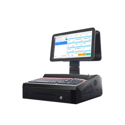 OEM ODM 15.6 اینچ دو صفحه نمایش ویندوز7 Pos صندوق نقد N2840 Cpu 2 + 32GB دسکتاپ POS ترمینال با چاپگر 58 میلی متری، کیبورد