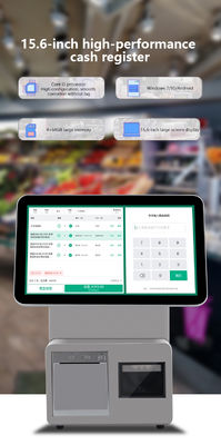 دستگاه صندوق فروشگاهی دو صفحه نمایش 15.6 اینچی با پردازنده I3، رم 4+64 گیگابایت، سیستم POS خرده فروشی، ترمینال POS سوپرمارکت