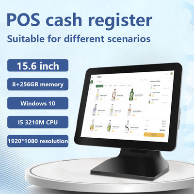 15.6 اینچ 8+256 گیگابایت حافظه بزرگ صندوق فروشگاهی POS با صفحه نمایش لمسی 1080P ویندوز 10 به همراه صفحه نمایش مشتری