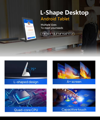 تبلت اندروید کیوسک سلف سرویس تجاری 8 اینچی L شکل با صفحه نمایش لمسی خازنی، توان POE، WIFI، NFC برای تبلت سفارش رستوران POS