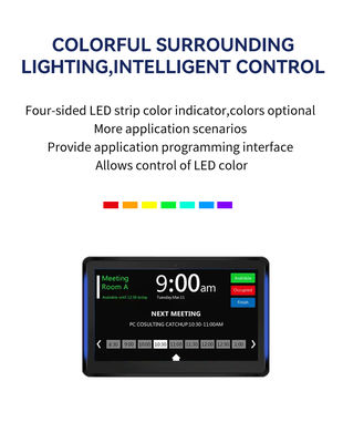 صفحه تبلت اندرویدی 101 اینچی که روی دیوار نصب شده و دارای چراغ LED است