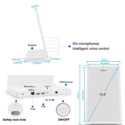 تبلت 15.6 اینچی NFC خرده فروشی راکچیپ با پردازنده چهار هسته ای L شکل تبلت اندرویدی رستوران سفارش دهی
