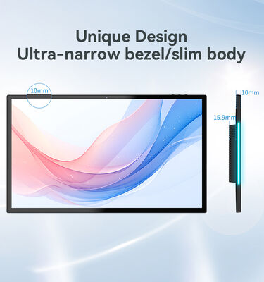 15.6 اینچ تبلت اندرویدی Rk3566 چهار هسته ای Rockchip صفحه نمایش لمسی دیواری نصب LED نور نوار نمایشگاه برای اتاق کنفرانس