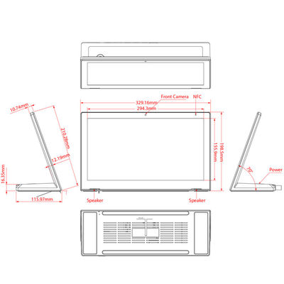 Rj45 13Inch 1.5GHz Octa Core همه در یک صفحه لمسی کامپیوتر تبلت اندروید 6.0